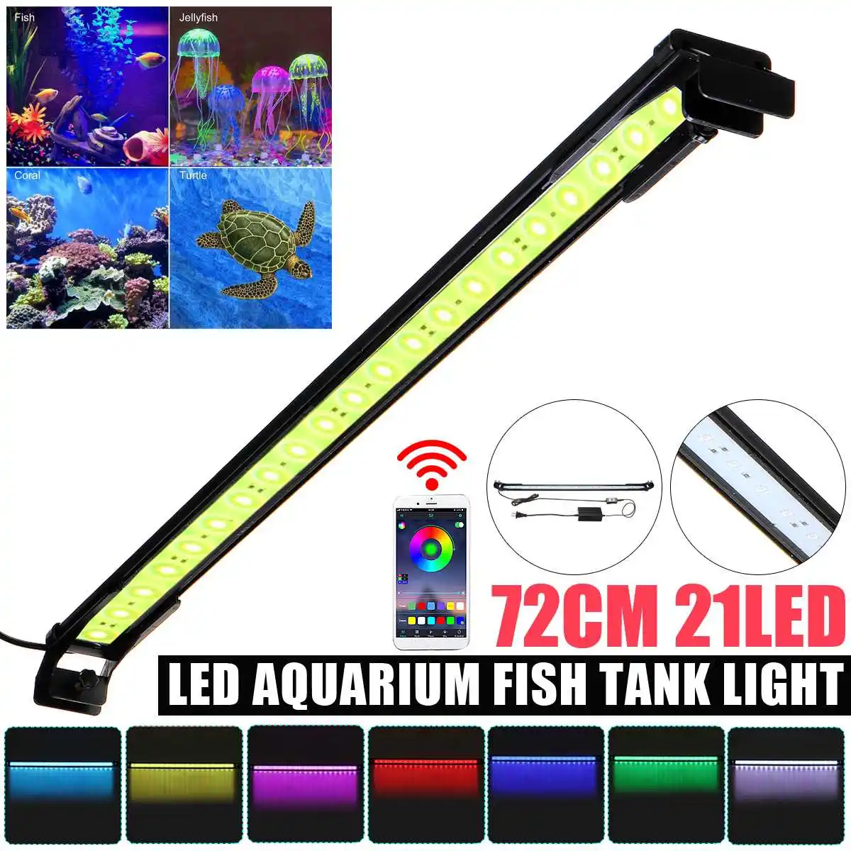 

72CM RGB LED Aquarium Light Plant Lamp Fish Tanks Light Bluetooth APP Control Underwater Fish Lamp With Extendable Bracket