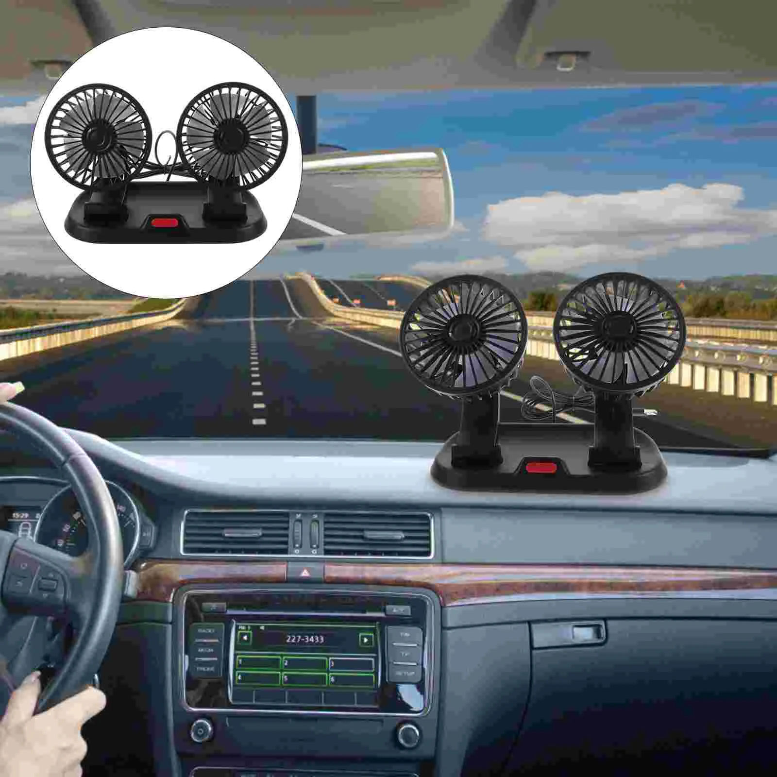

Adjustable Fan Car Interior Dashboard Fans Portable A/c Vehicle Double Head Abs Cooling