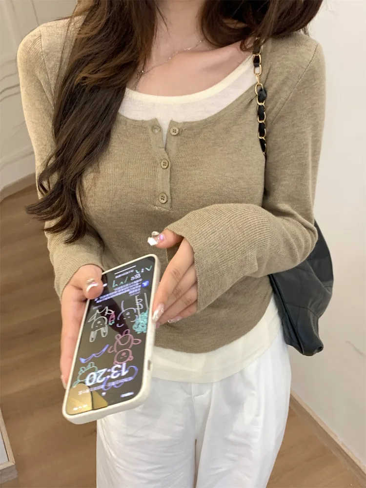 Европейские товары Дизайн Нижняя рубашка с полуоткрытым воротником Женская