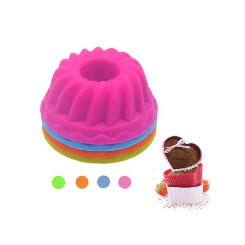 

12 Pieces/Set Of Silicone Cake Mold Round Muffin Cup Cake Baking Mold Kitchen Cooking Bakeware Making Diy Cake Decoration Tool