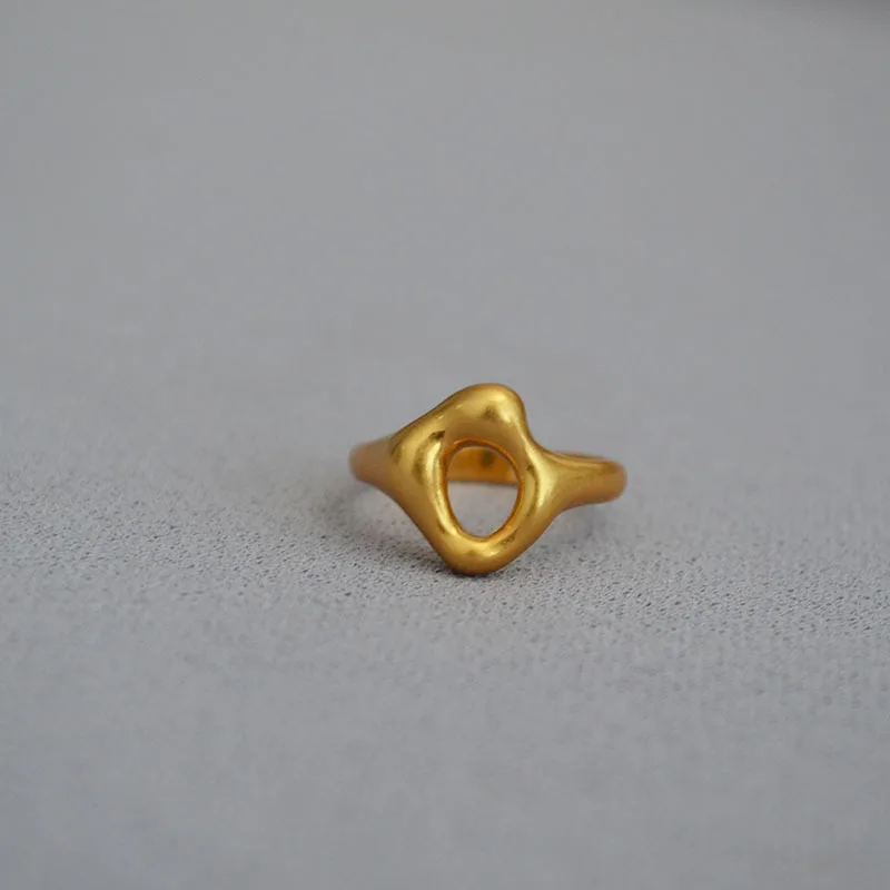 

Trendy Cool Texture Ring Gold Plated Brass Modern Irregular Design Women Ring