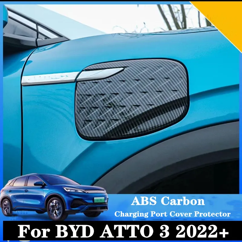 

Внешний вид автомобиля Стайлинг для BYD Atto 3 YUAN Plus EV аксессуары ABS углеродный зарядный порт крышка Защитная Наклейка 2021 2022 2023