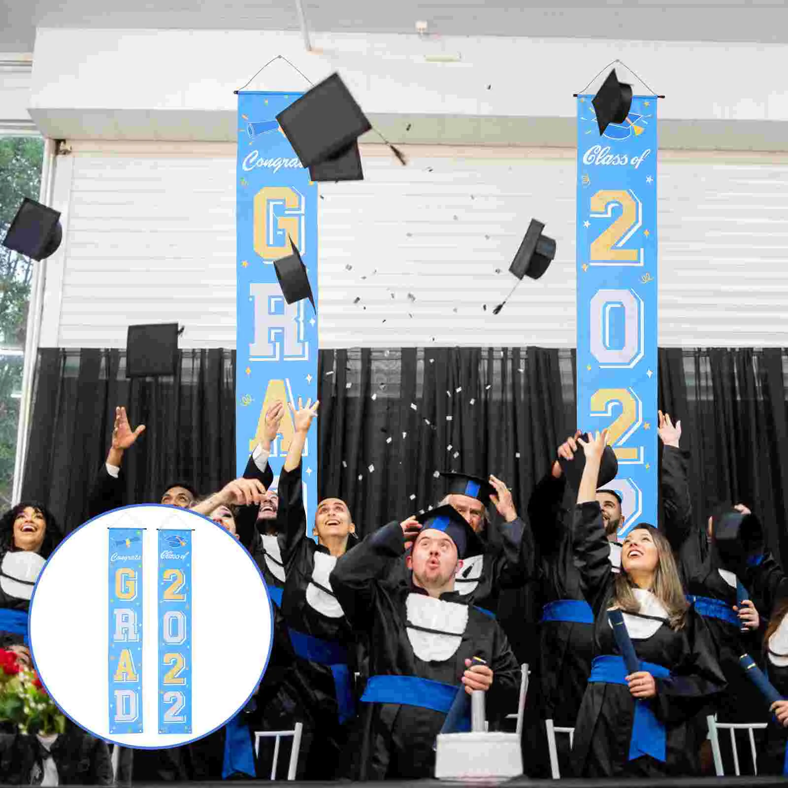 

1 Pair Couplets Background Cloth 2022 Graduation Couplet Graduation Decor Graduation Backdrops for Class Stage School