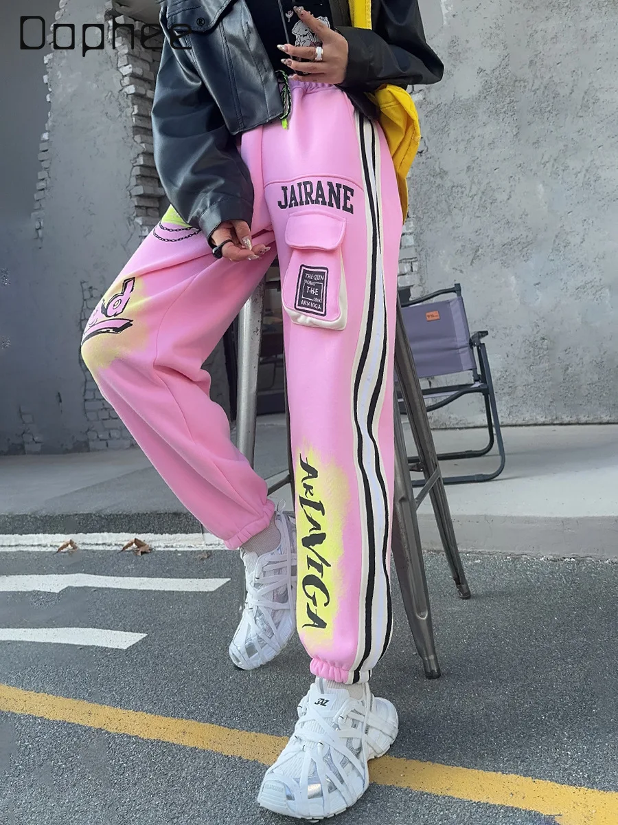 Американские граффити Спортивные Повседневные брюки свободные карго с