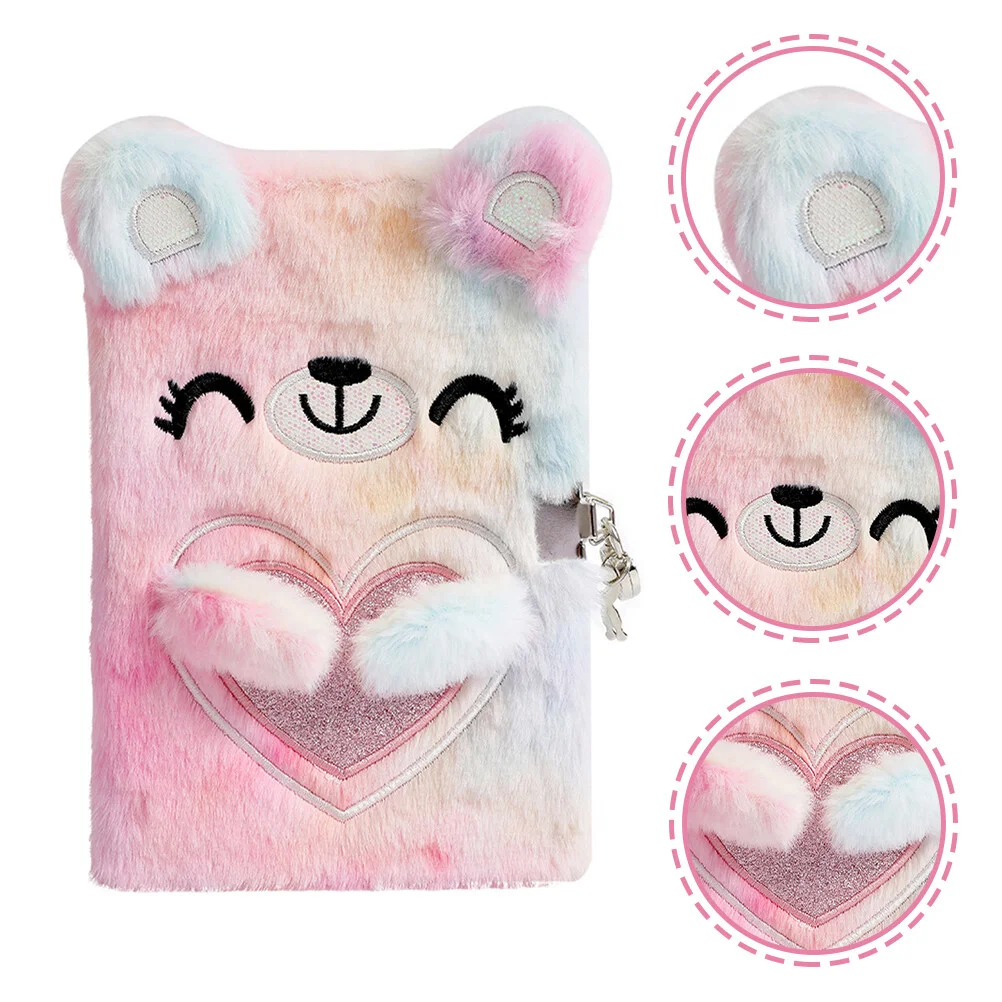 

Cartoon Beer Notepad Plush Cover Notepad Journal Diary Notepad for Kids Girls