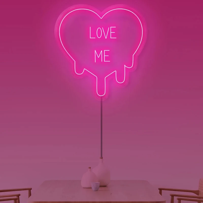 Neon Sign LOVE ME Led Custom Neon Light Led Wall Hanging Bedroom Decor Proposal Wedding Dinners Decor Light Sign Gift for Wife
