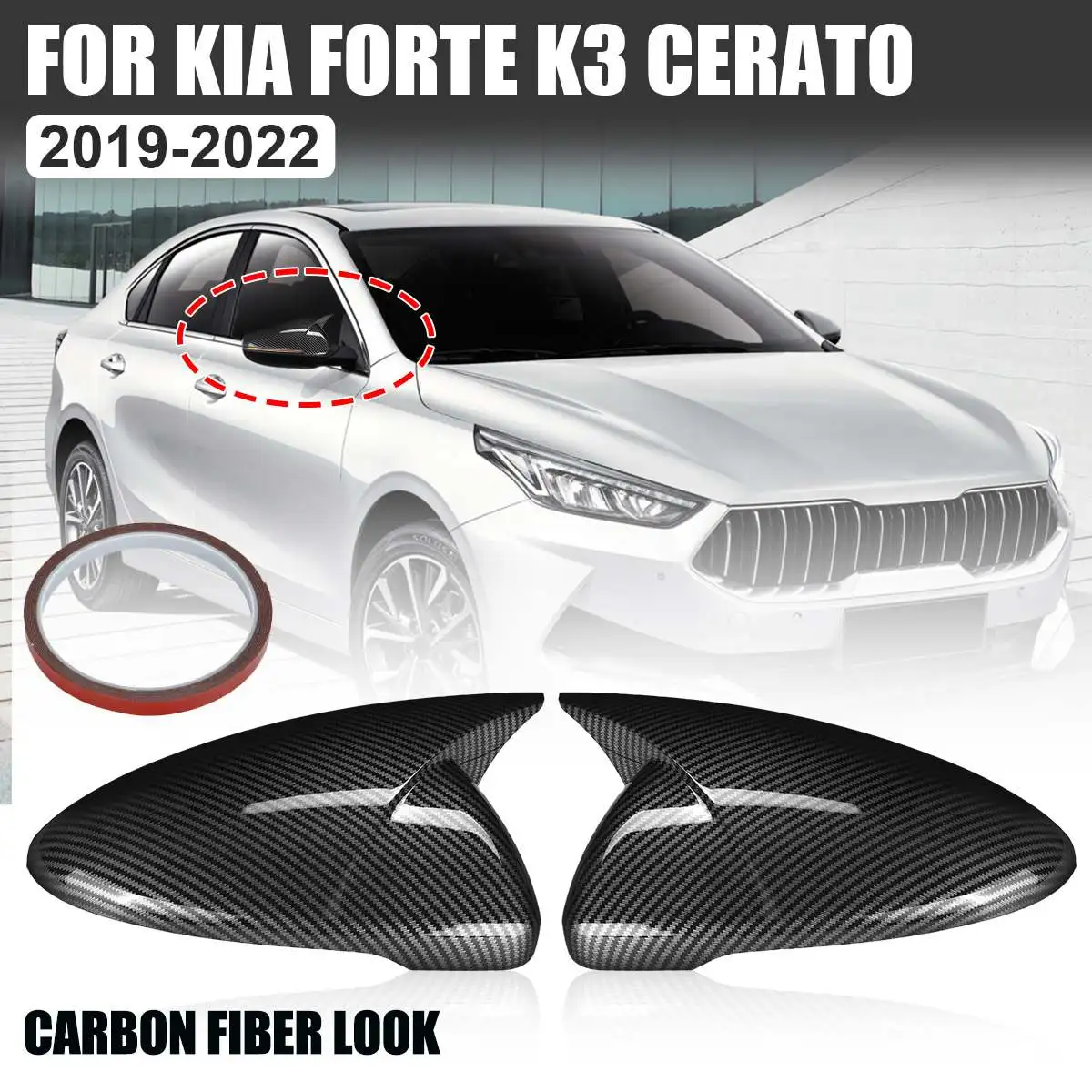 

Pair Rear View Mirror Side Wing Cap Cover Direct Add-On Left Right For Kia K3 Cerato Forte 2014-2017 2019-2022 Mirror Cover