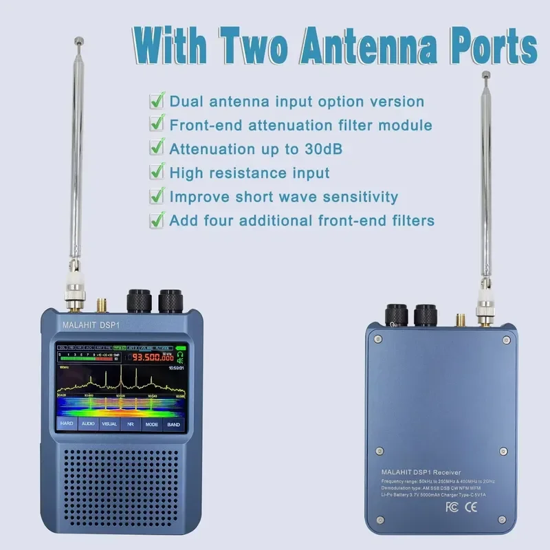 Фото Новый SDR-приемник Malachite DSP V9 с частотой 50 кГц-2 ГГц, прошивка Malahit-DSP1 1.10d, AM CW SSB NFM WFM №4