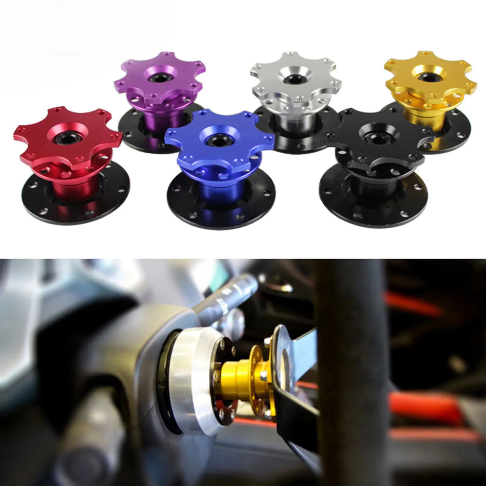 

Universal Steering Wheel Hub Aluminum Alloy Wheel Hub Disassembly Tool 6 Holes Steering Wheel Quick Disconnector for Car Parts
