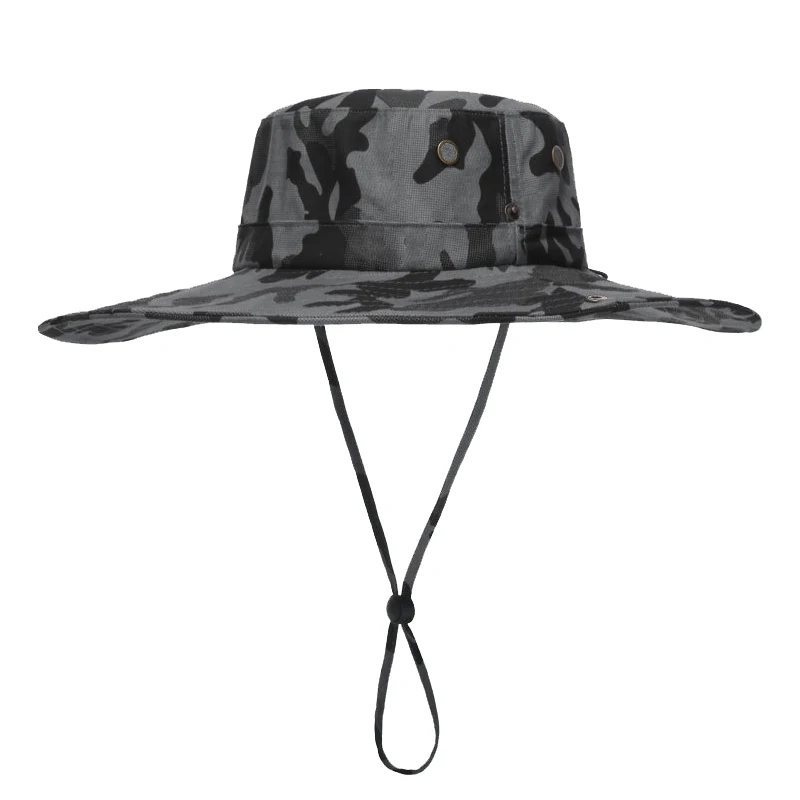 

Hat With String Men Summer Sunshine Protection Big Brim Army Fishing Camping Hiking Cap Holiday Accessory For Outdoor