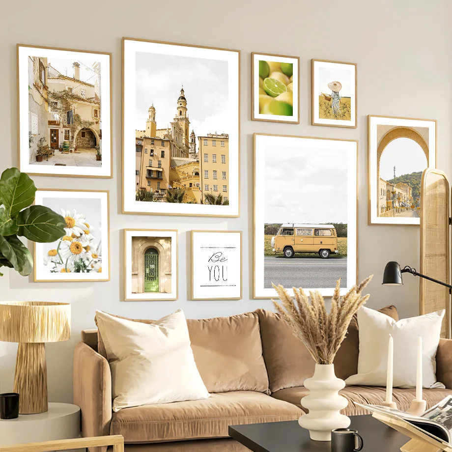 

Картина на холсте с изображением лимона маргаритки двери автобуса горного города