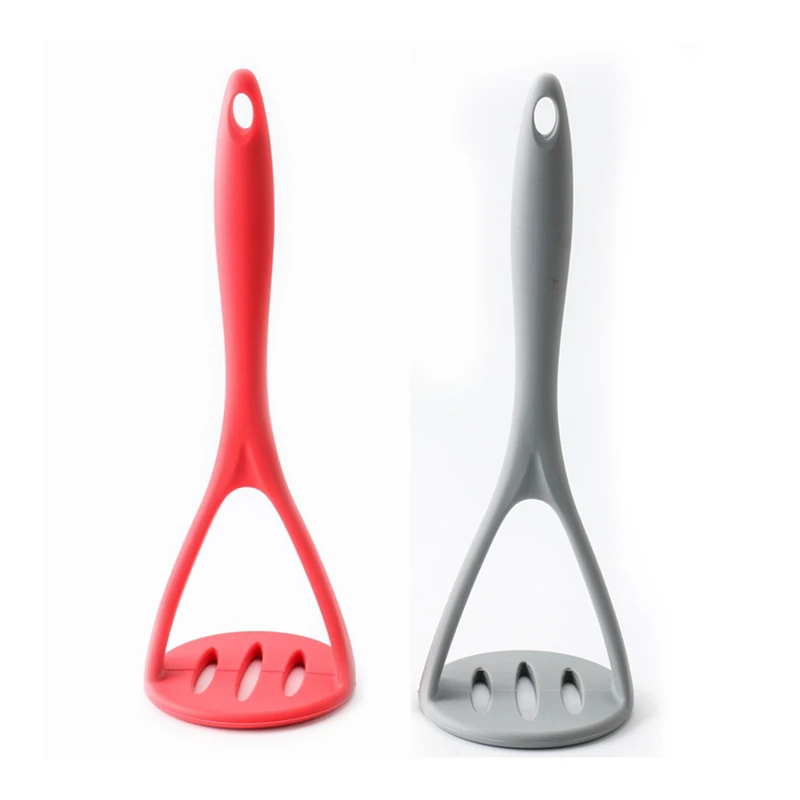 

2X New Silicone Potato Pressure Mud Mashed Potato Pressed Masher For Sweet Fruit Family Hotel Restaurant Use Red & Gray