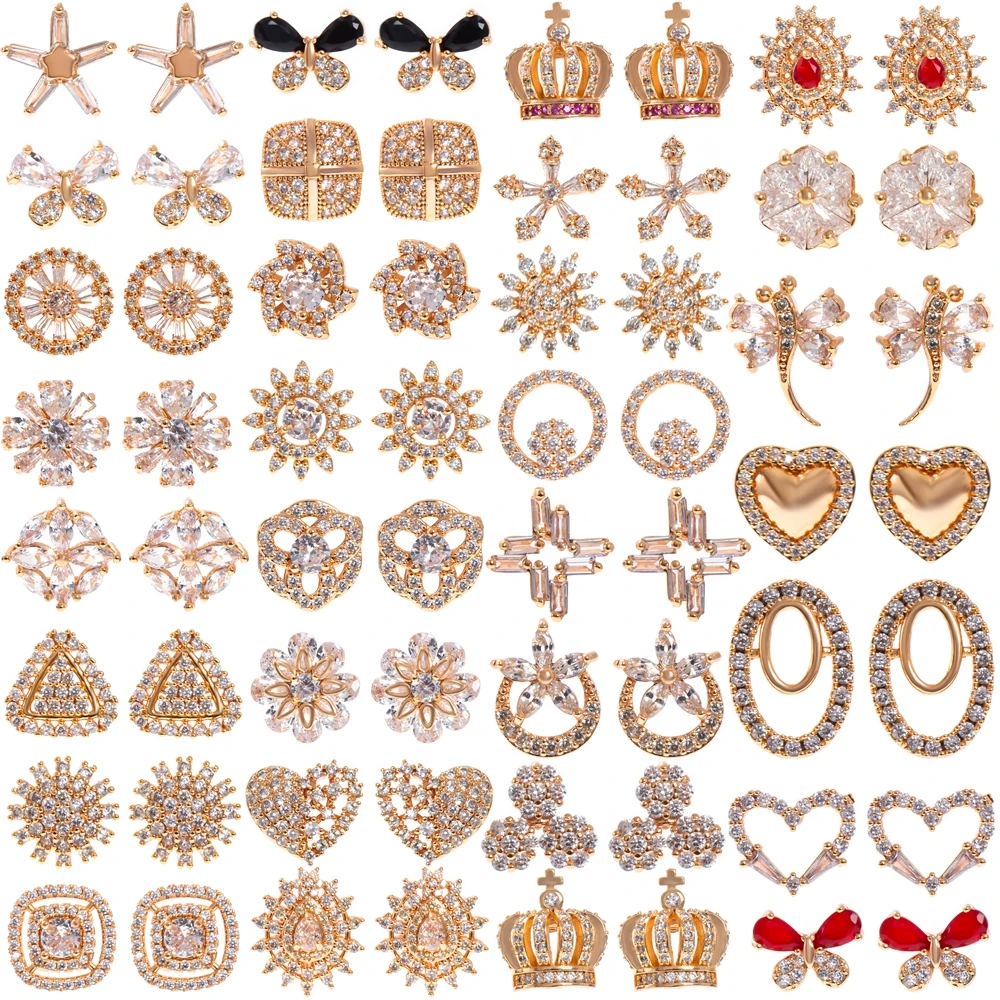 

Yunkingdom 31 different styles Gold Jewelry Wholesale Crystal Zirconia Stud Earrings for Women Delicate Luxury Designer earings