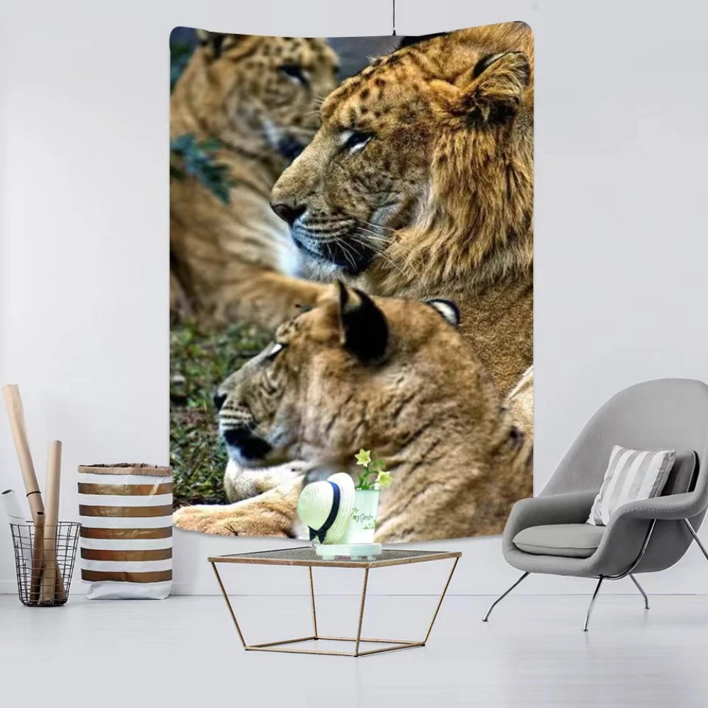 

Гобелен в виде льва, животных, комнатный декор, декор для спальни, богемный декор, домашний декор, аксессуары для декора комнаты, кружевная н...