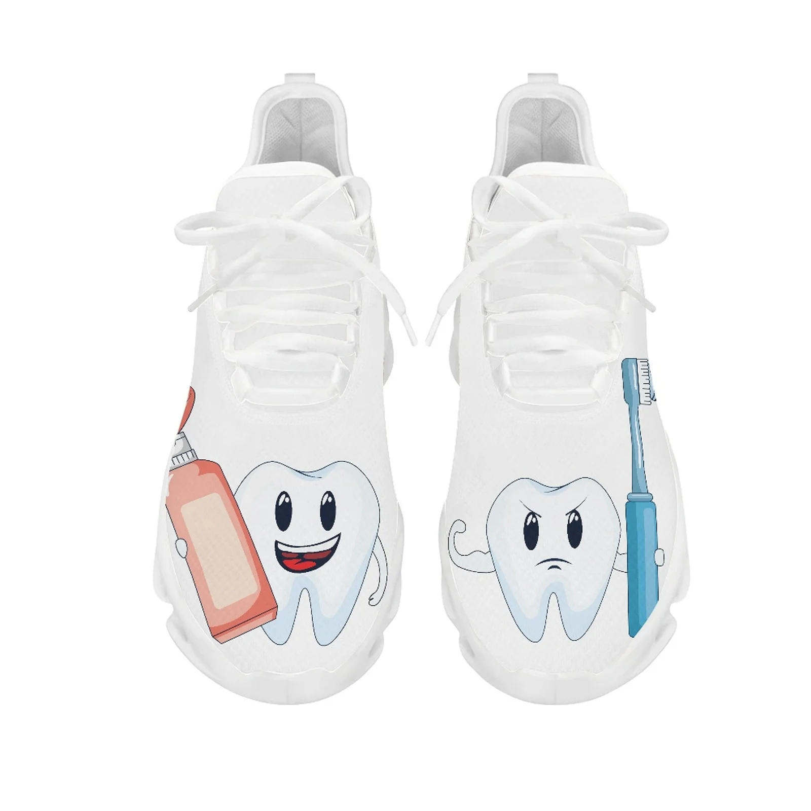 Belidome Funny Teeth Dental Print Walking Tennis Shoes for Women Running Shoes Comfortable Mrsh Fashion Nurse Sneakers