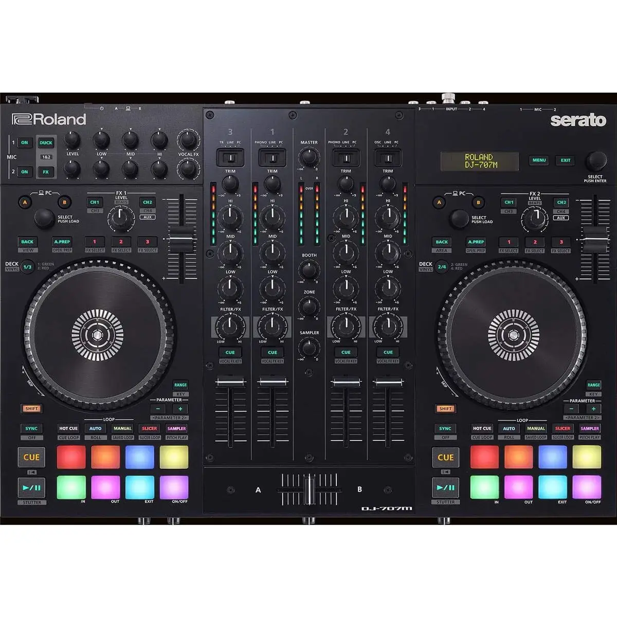 СОВЕРШЕННО НОВЫЙ 4-дековый контроллер Roland DJ-707M Serato DJ Pro с барабанной машиной и