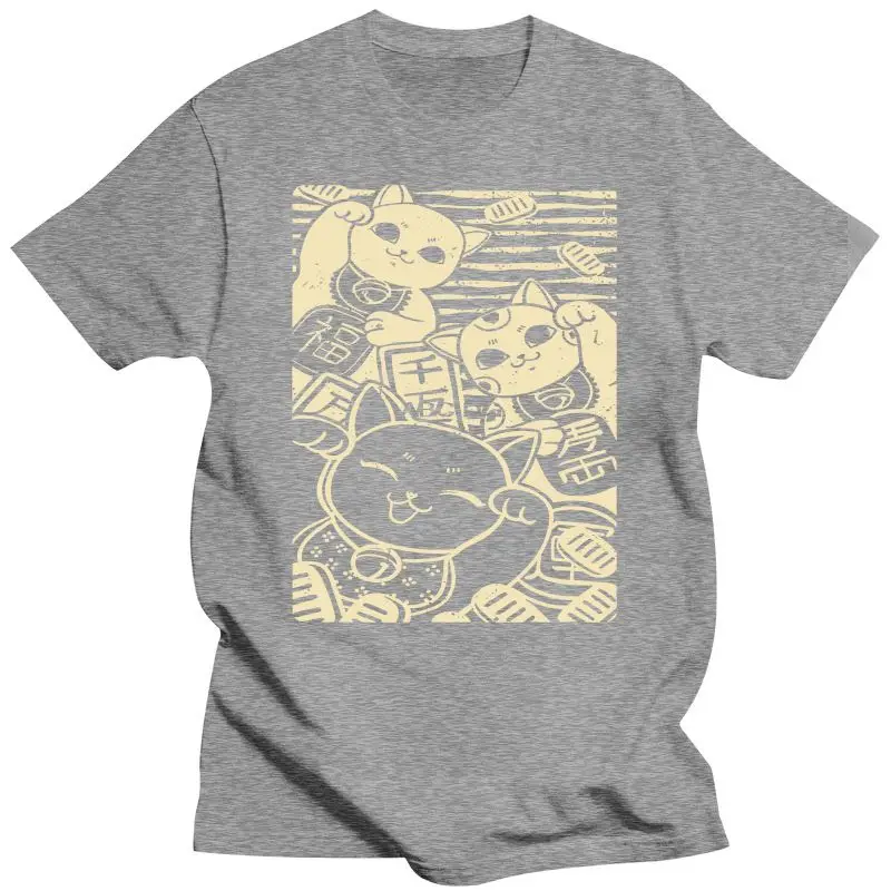 Новая Дизайнерская футболка с кошками на удачу в японском стиле |