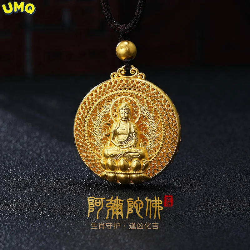 

Buddha Necklace Heirloom Copy 100% Real Gold 24k 999 Compass for Men and Women Method Old Craft 999 Pendant Pure 18K Jewelry