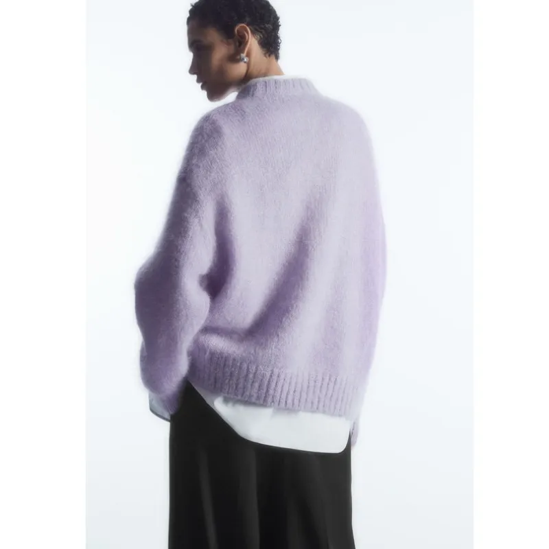 In Stock Cos Sle Women clothes 2023 Winter Standard round Neck Mohair Blended Sweater 09700807