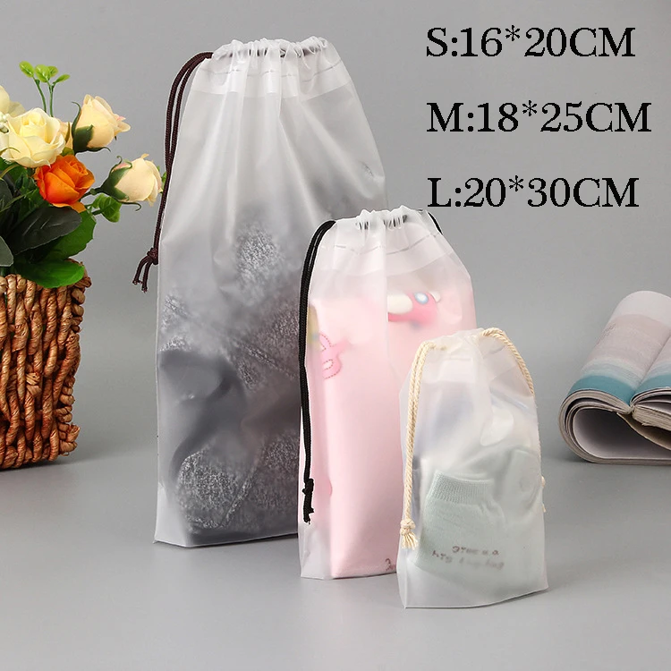 Women Transparent Drawstring Cosmetic Bag Clear Waterproof Makeup Bag Travel Organizer Bags Clothes Storage Toiletry Wash Pouch images - 6