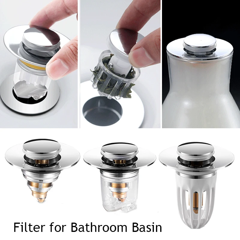 

Electroplated Drain Filter Bounce Core Sink Filter for Bathroom Basin Pop-Up Sink Strainer Bathtub Stopper Sink Drain Accessory