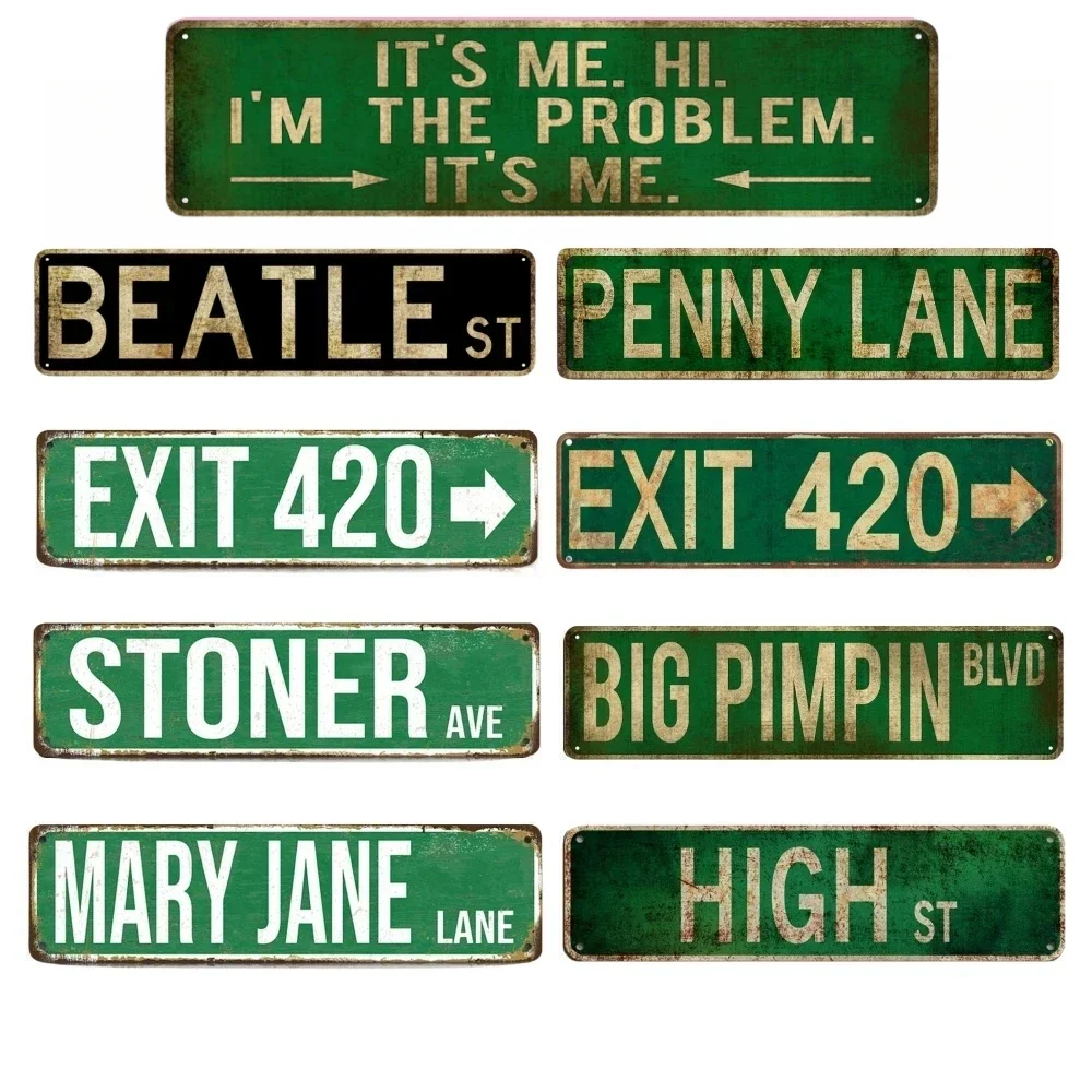 Винтажный Stoner 420 И Мэри Джейн Lane Уличный Металлический Знак Настенный Декор