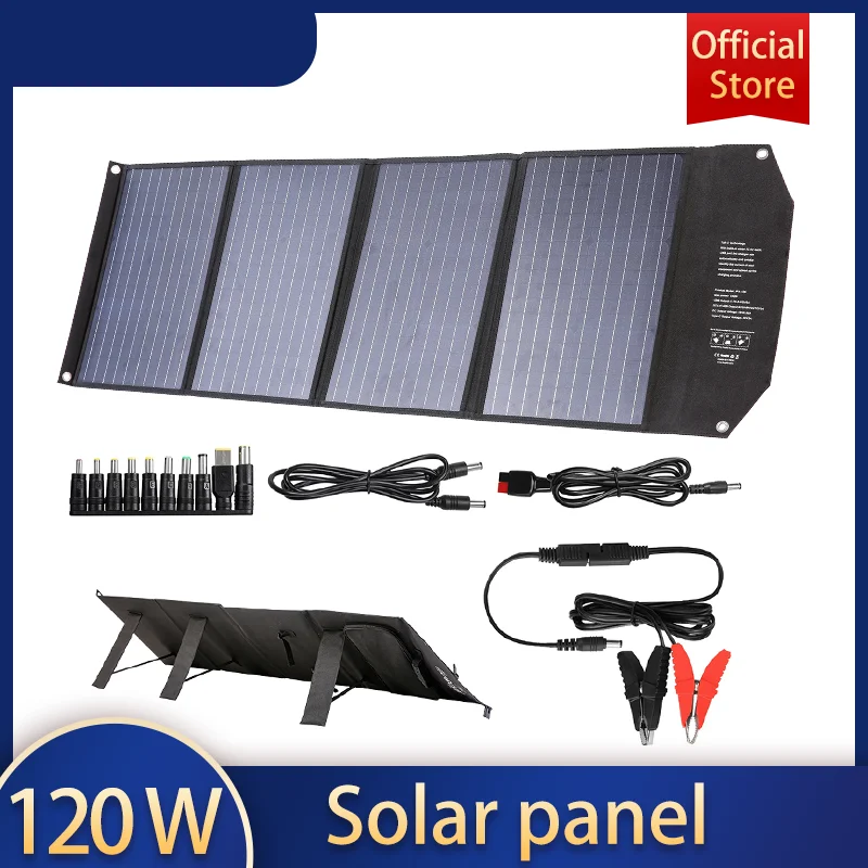 

Solar Panel 120W Foldable Painel Solar Charger Solar System 18V PD65W For Phone Camera Laptop Charging Solar Generator