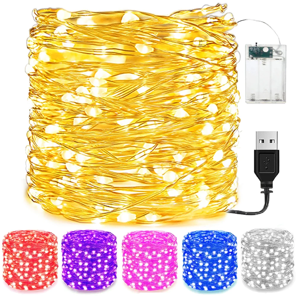 210M USB Battery Powered Fairy String Lights Wedding Home Room Ramadan