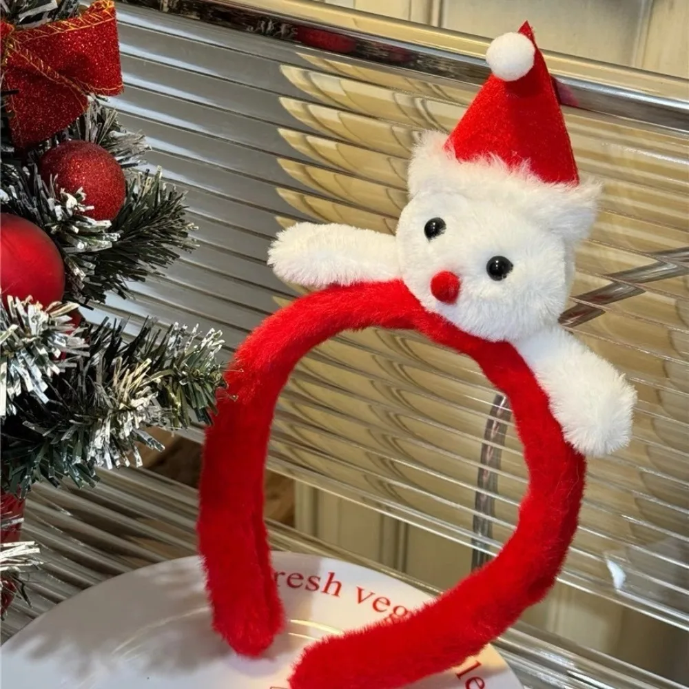 Милая мультяшная красная рождественская повязка на голову с рогами пушистые