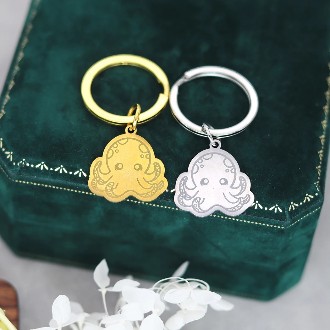 QIMING индивидуальное имя Kawaii брелки в виде осьминога женский брелок для ключей