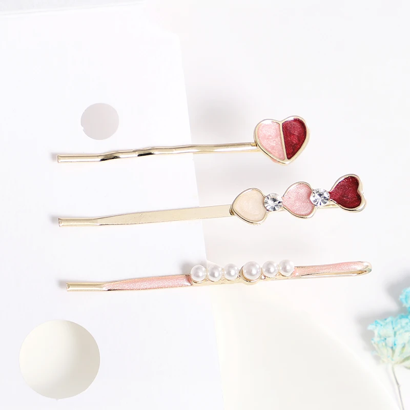 

EASYA 3PCS/Set Metal Enamel Hairpin Simulated Pearl Star Heart Shape Hair Accessories Hairwear Elegant Women Hair Clips