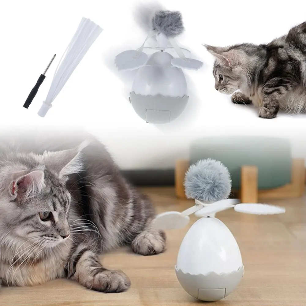 

2 Types Interactive Electric Smart Cat Toy Ball Cat Tumbler Feather Toys Motion Rotating Rolling Automatic Chase Toy Kitten Pet