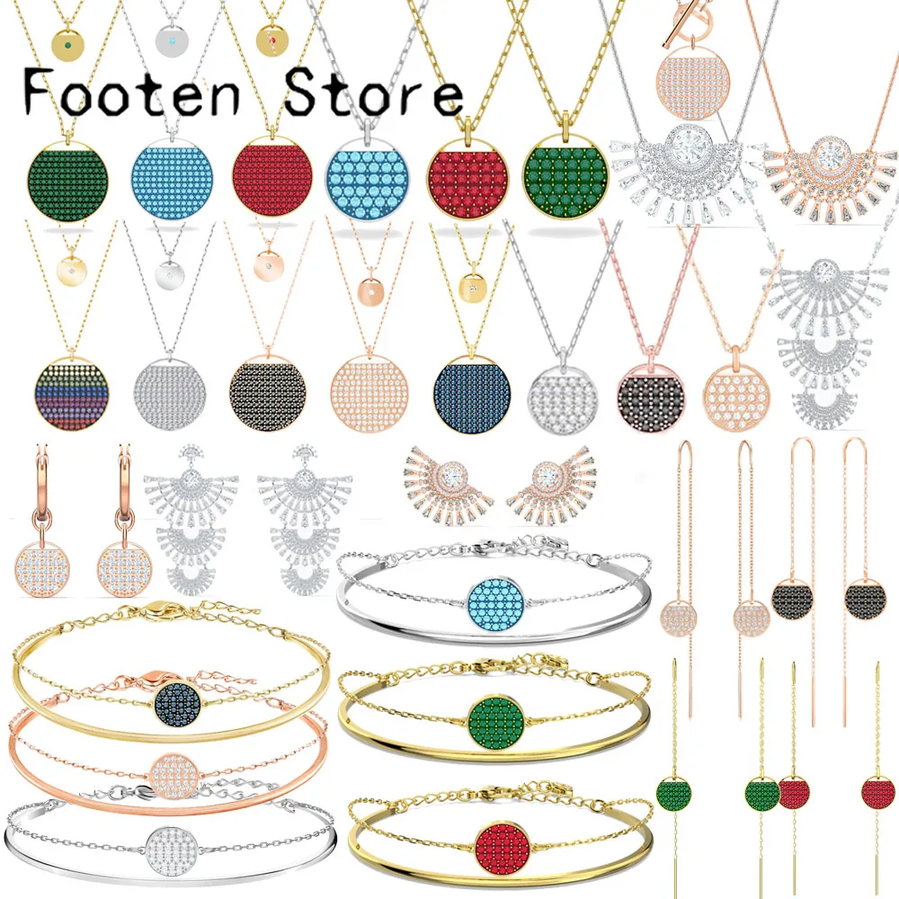 

Swa 2022 New Fine Lady Jewelry Sets Charms Ginger Luxury Crystal Series Necklace Earring Set Romantic Gift Girl For Women