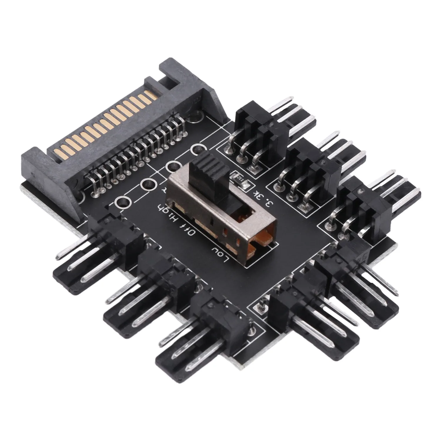 Многоходовой разветвитель, кулер, охлаждающий вентилятор, концентратор для ПК, компьютера SATA от 1 до 8, 3 контакта, 12 В, блок питания, адаптер для печатной платы XXM8