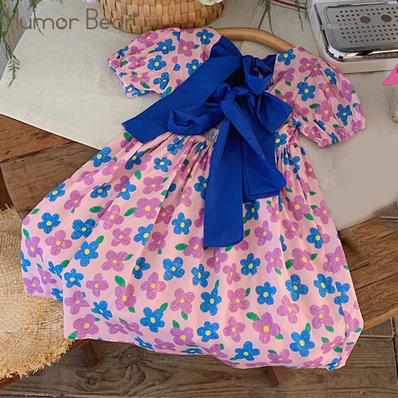 

Humor Bear, новинка 2023 года, летняя одежда для маленьких девочек, Повседневное платье с цветочным узором, детское платье принцессы, детская одежда для девочек