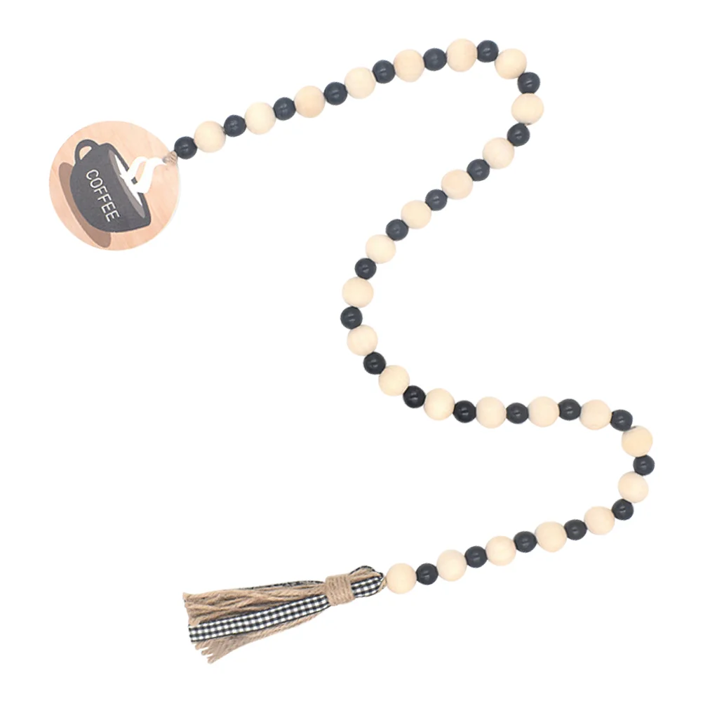 

Decorative Tassel Wooden Beads Coffee Design Beads String Decor Home Adornment