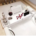 Бамбуковый поднос для ванной комнаты, декоративный выдвижной поднос для вина, поднос для ванной, держатель для планшета, аксессуары для ванны Estanteria Bambu OB50TP