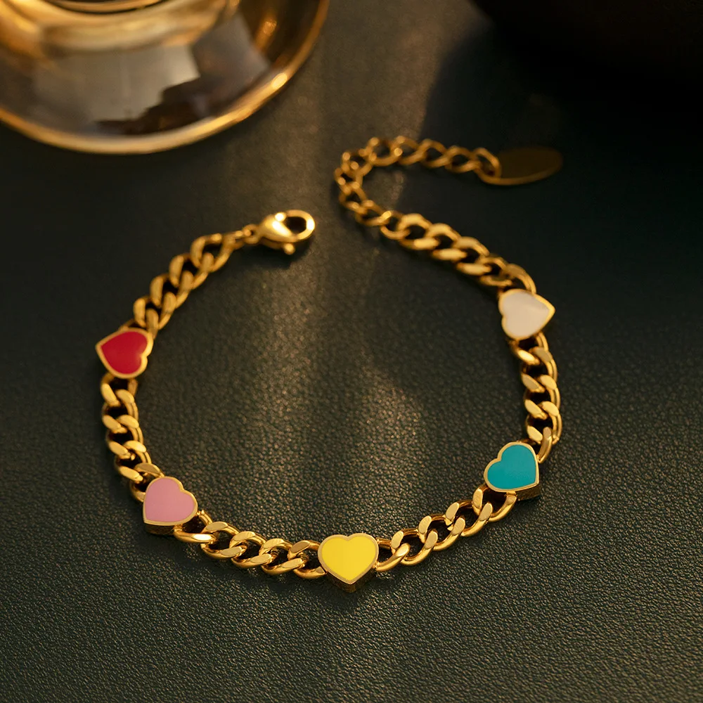 

Titanium Steel Braided Heart Rolo Chain Bracelet Bangle Trendy Romantic Party Prom Engagement Wedding Jewelry for Women Girl