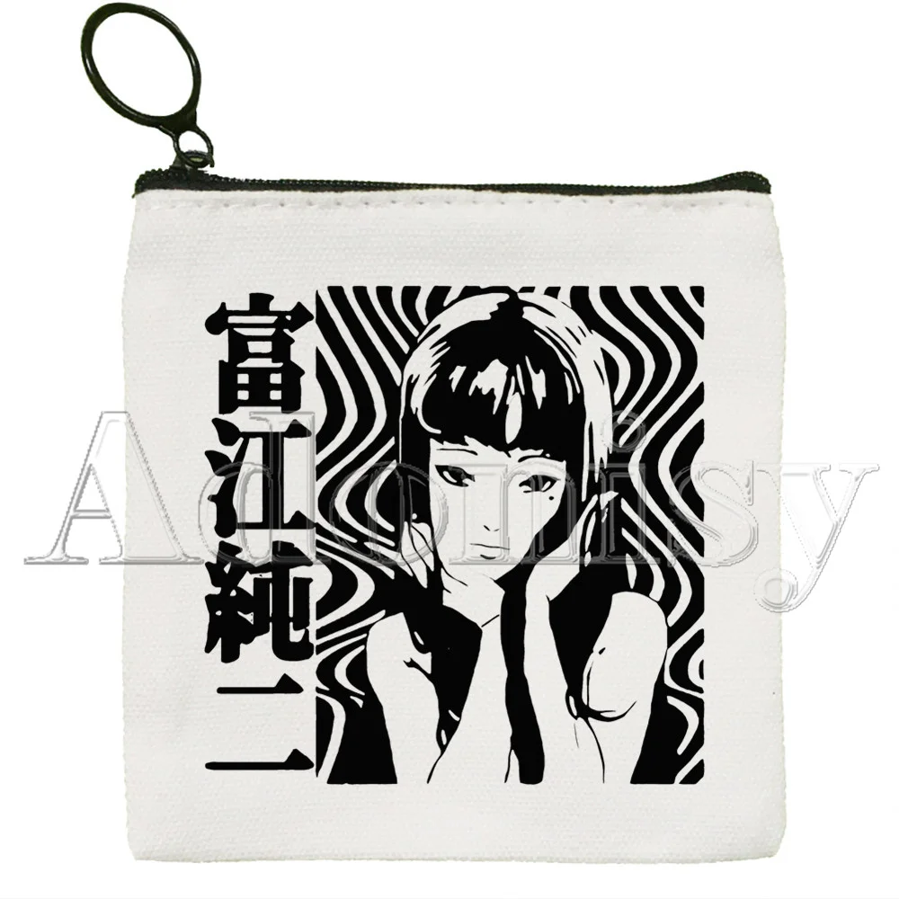 Junji Ito Hand-painted Wallet Blank Canvas Pure White Cloth Bag Customized Hand-painted Small Coin Bag