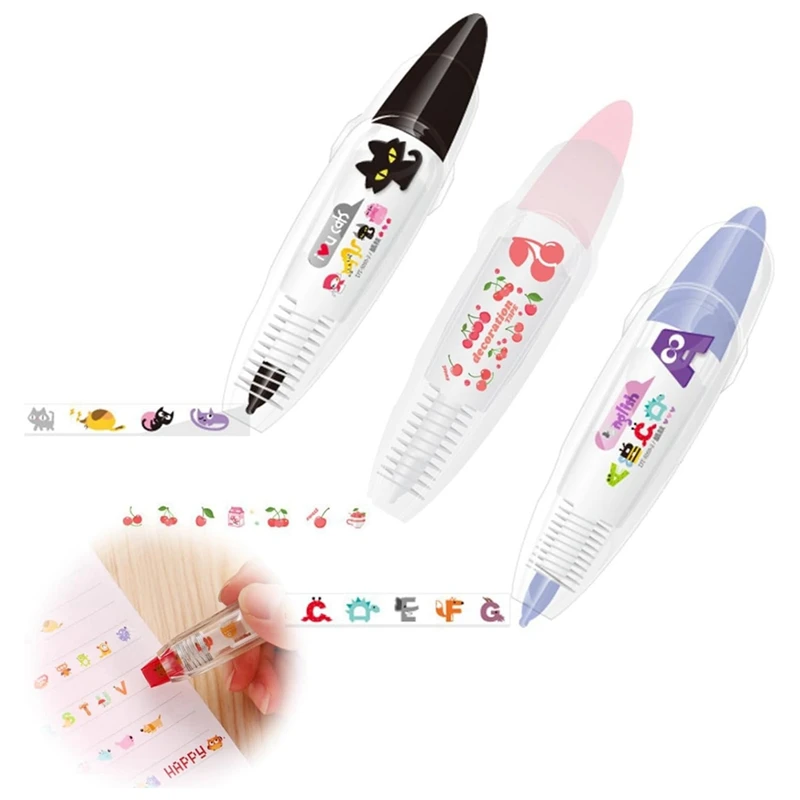 

DIY Cute Animals Press Type Decorative Pen Cartoon Pattern Correction Tape (3PCS)