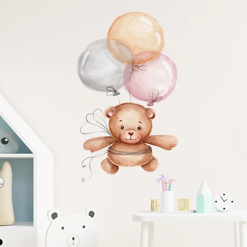 

DIY Cute Animal Vinyl Wall Stickers Lovely Bear Balloon Boy Girl Kids Room Decor Mural Baby Edroom Nursery Wall Decals Picture