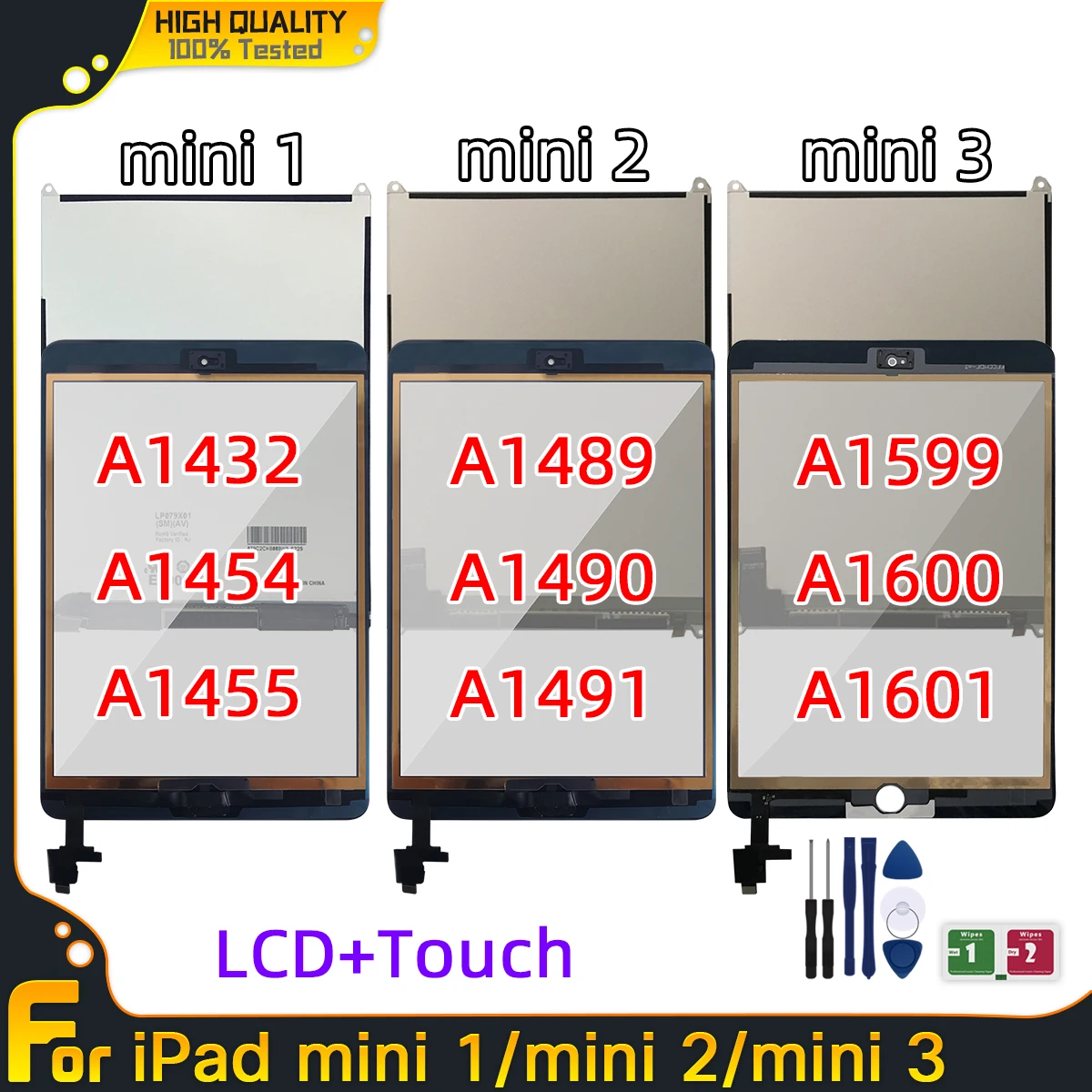 Оригинальный ЖК-дисплей и сенсорный экран для iPad Mini 1 A1432 A1454 A1455 2 A1489 A1490 A1491 3 A1599 A1600
