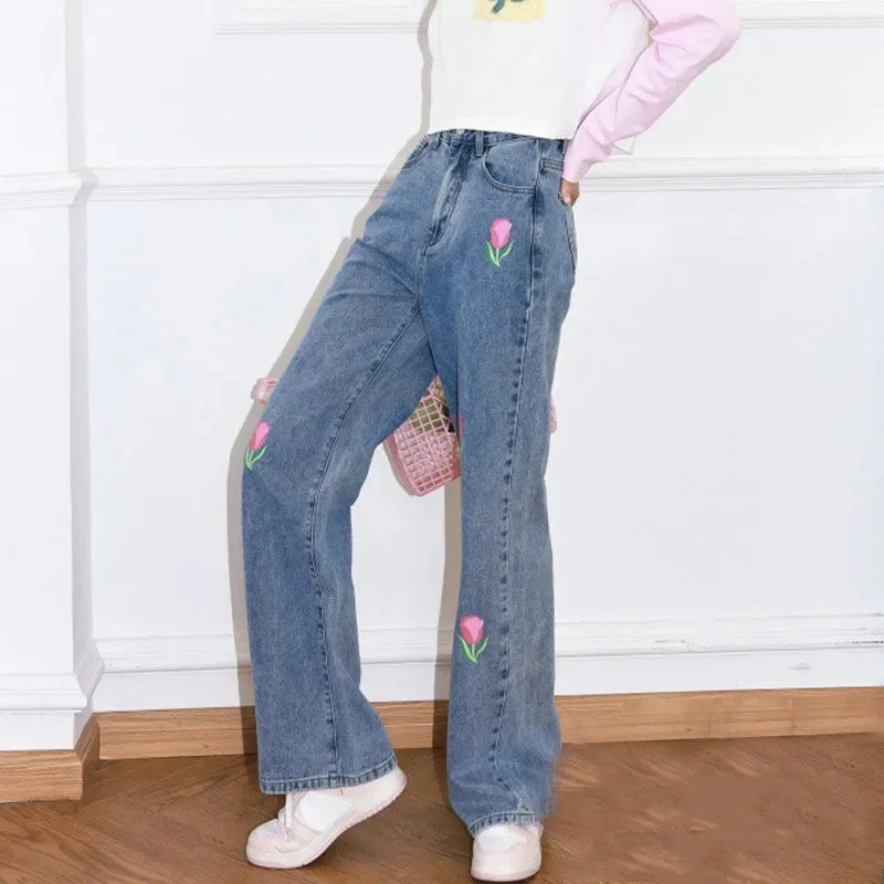 Женские объемные джинсы со стразами женские весенне-осенние брюки с высокой
