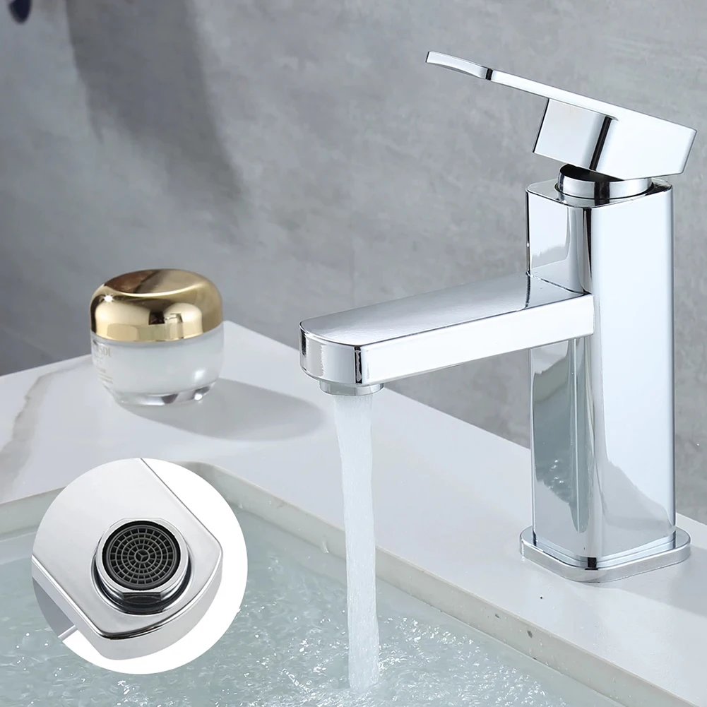 

304 Stainless Steel Silver Single Cold Sink Faucet Bathroom Counter Basin Single Handle Faucet Kitchen Basin Faucet