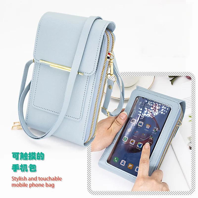 

Women Touch Screen Cell Phone Purse Wallets Female Crossbody Soft Leather Strap Handbag Shoulder Bags Large Capacity 2023