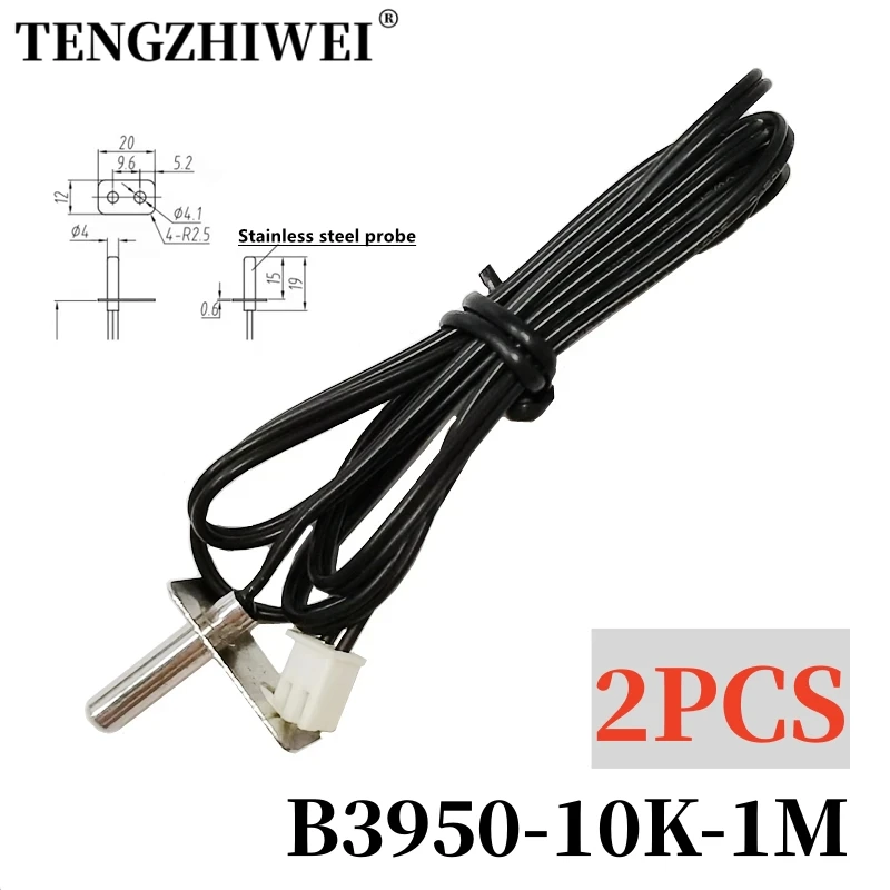 Датчик температуры NTC B3950 10K 4*20 мм 2 шт. зонд из нержавеющей стали с перегородкой