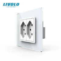 livolo brazil standard switzerland power socket crystal glass panelswitzerland ac110250v 10a double wall power socket