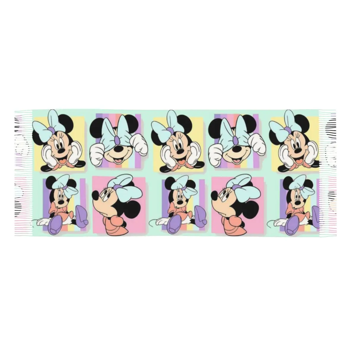 Custom Cute Minnie Mouse Anime Scarf Wrap for Women Long Winter Warm Tassel Shawl Unisex Scarves