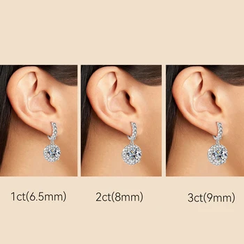 Earrings 2ct Huggie for Women - 925 Sterling Silver Original Certified Moissanite 3