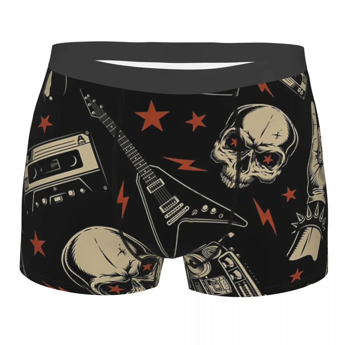 

Heavy Metal 1960s Punk Rock Music Retro Repeat Pattern Underpants Cotton Panties Men's Underwear Ventilate Shorts Boxer Briefs